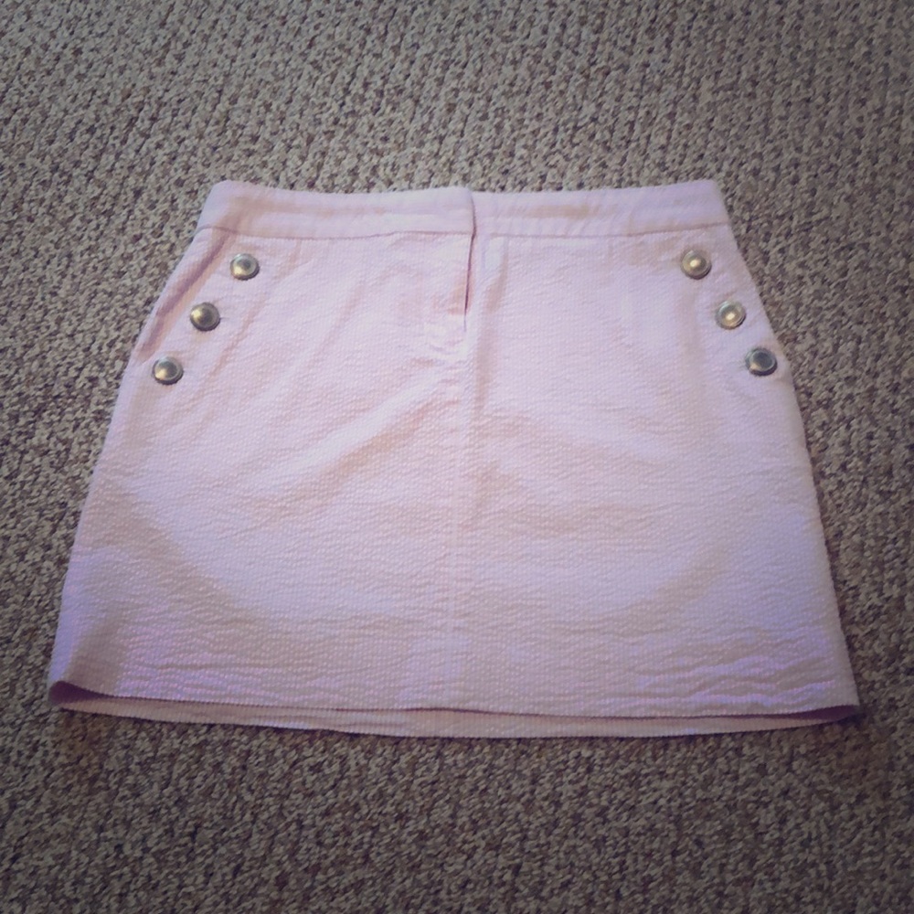 Pink seersucker mini skirt